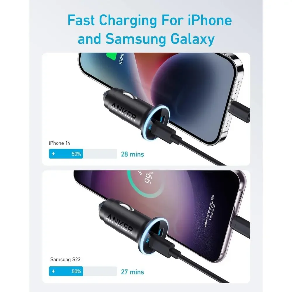 323 USB-C Car Charger 52.5W Fast Charge Adapter USB-A iPhone Samsung